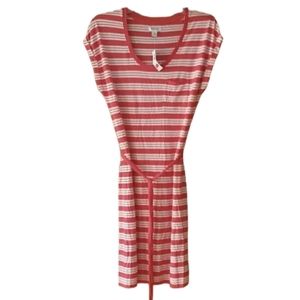 Old Navy NWT Womans Striped Coral and White Soft Tshirt‎ Dress Size Medium